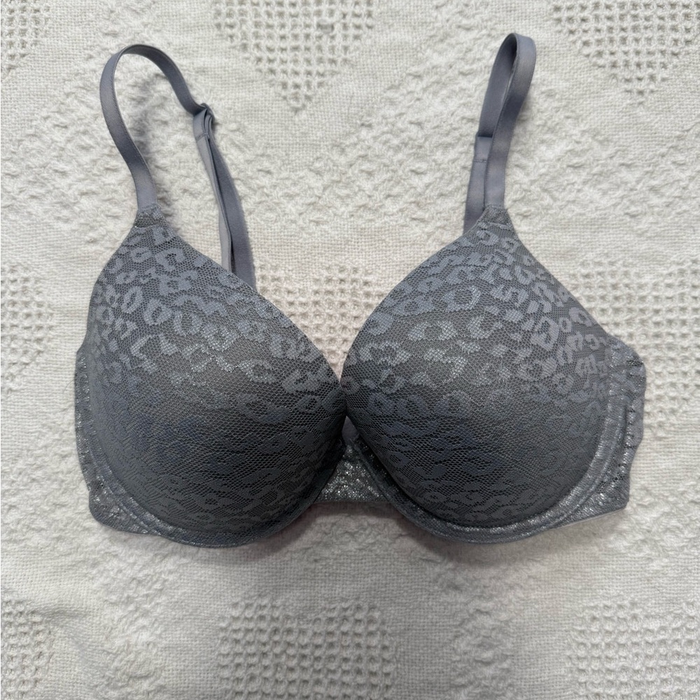 Pink Victorias Secret Lacey Gray Bra (32D)